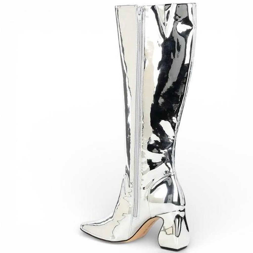 NEW (no box) Gianni Bini Rylee Mirror Metallic tall silver boots - Picture 7 of 15